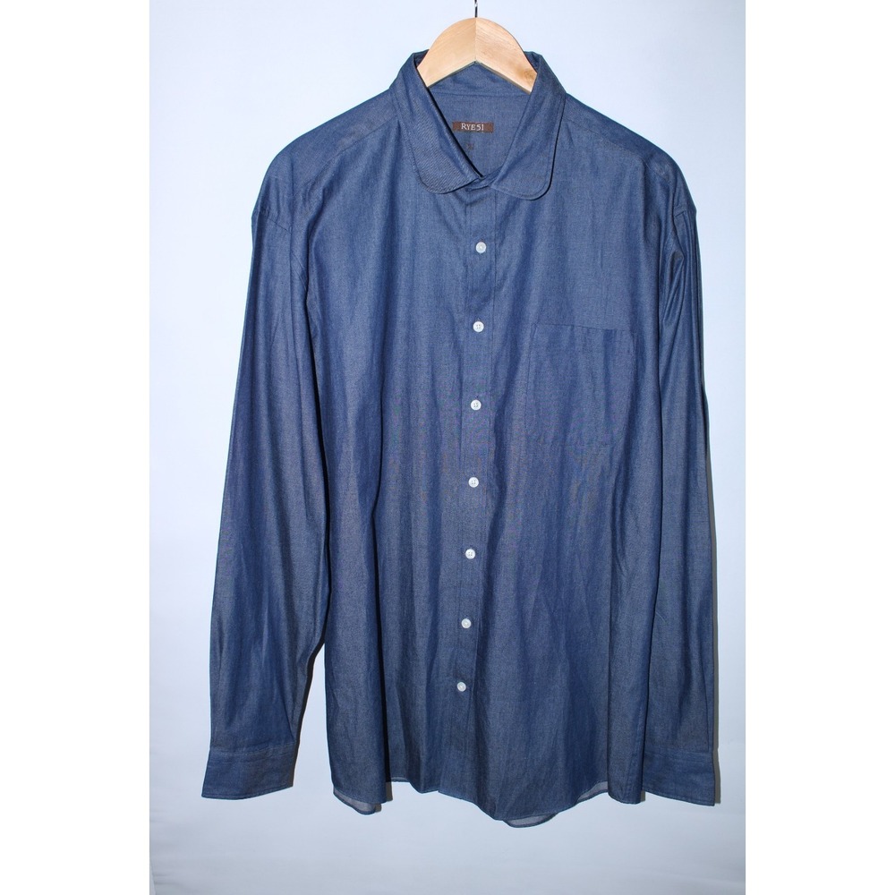 Rye51 Men's XL Blue Denim Long Sleeve Button Down Shirt